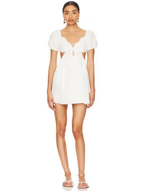 Jara Mini Dress Ivory MORE TO COME Revolve Eyelet White Open Back M NWT $88msrp